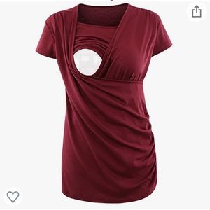 Large, Womens Short Sleeved Nursing Top for Breastfeeding.